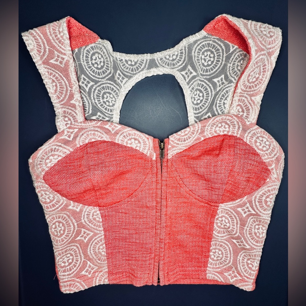 VINTAGE _ Urban Outfitters Pins & Needles Pink Lace Bustier Crop Top ~ X-Small